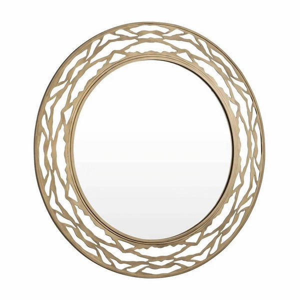Varaluz Kato Gold Round Mirror w/ white background