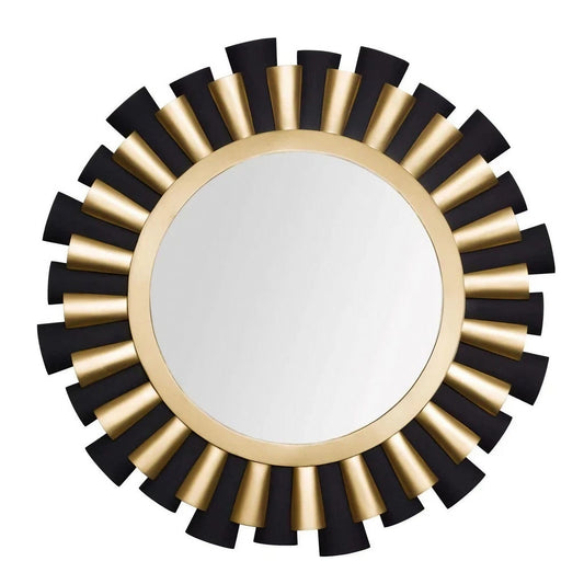 Varaluz Daphne 36-inch Round Mirror—Matte Black/French Gold Wall Mirror, Round Mirror, Decorative Mirror Varaluz 