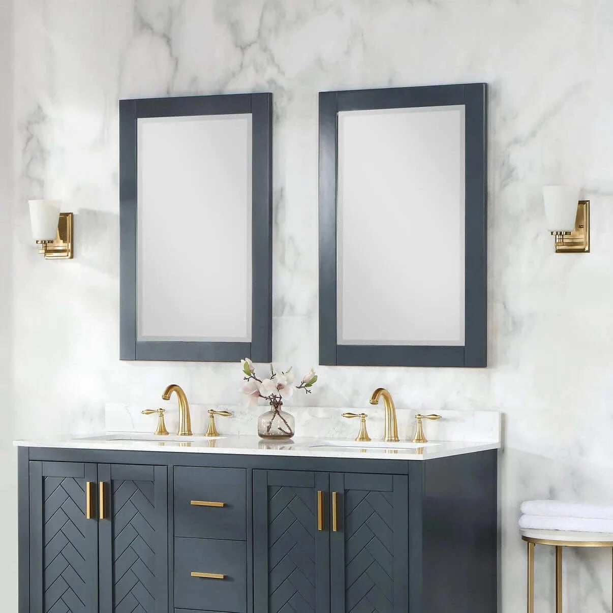 Altair Maribella 24" Rectangular Bathroom Wood Framed Wall Mirror Bathroom Mirror, Wall Mirror, Wood Framed Mirror, Mantle Mirror, Dresser Mirror Altair Design USA 
