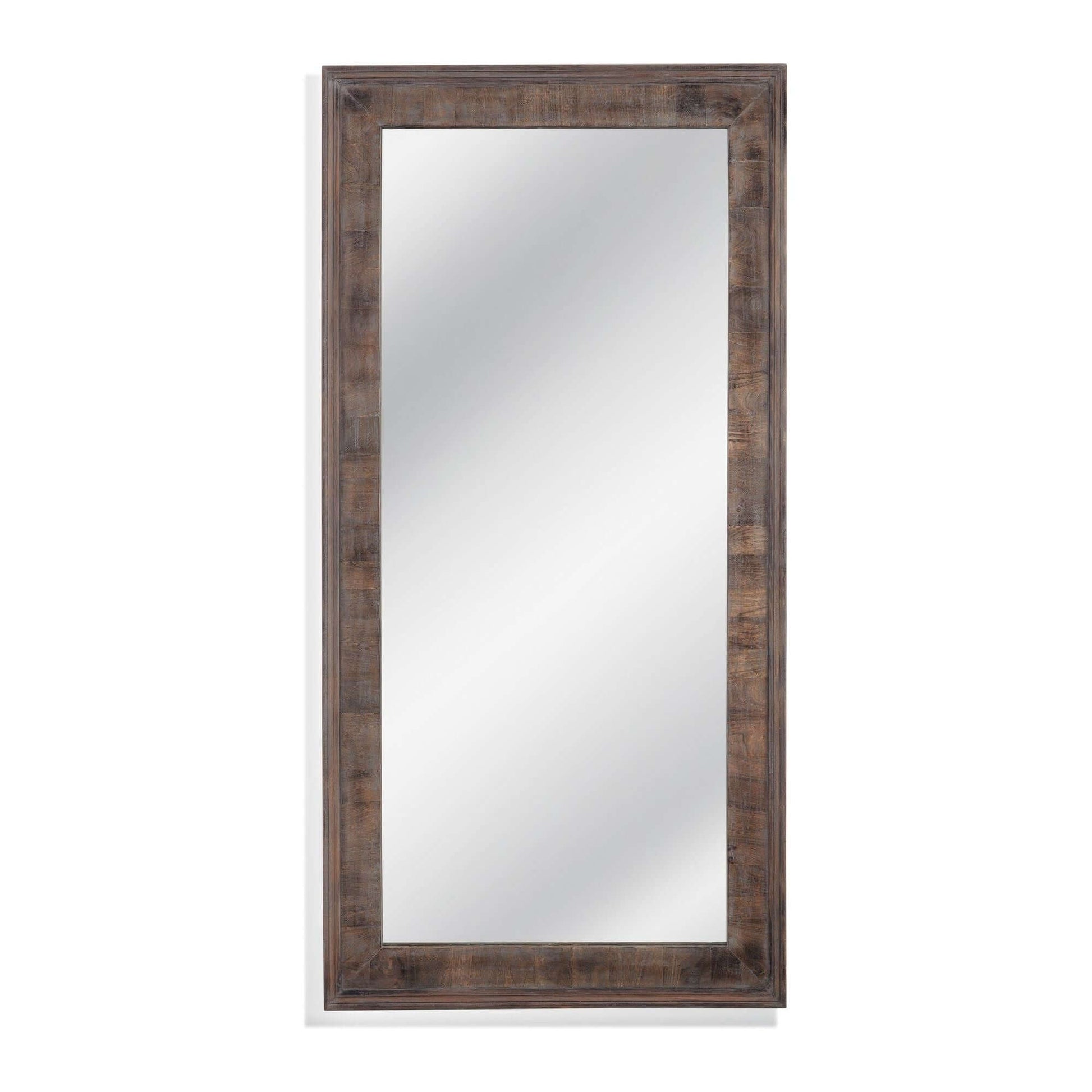 Bassett Mirror Zip Weathered Gray Floor Mirror 40W x 80H With A White Background & shadow