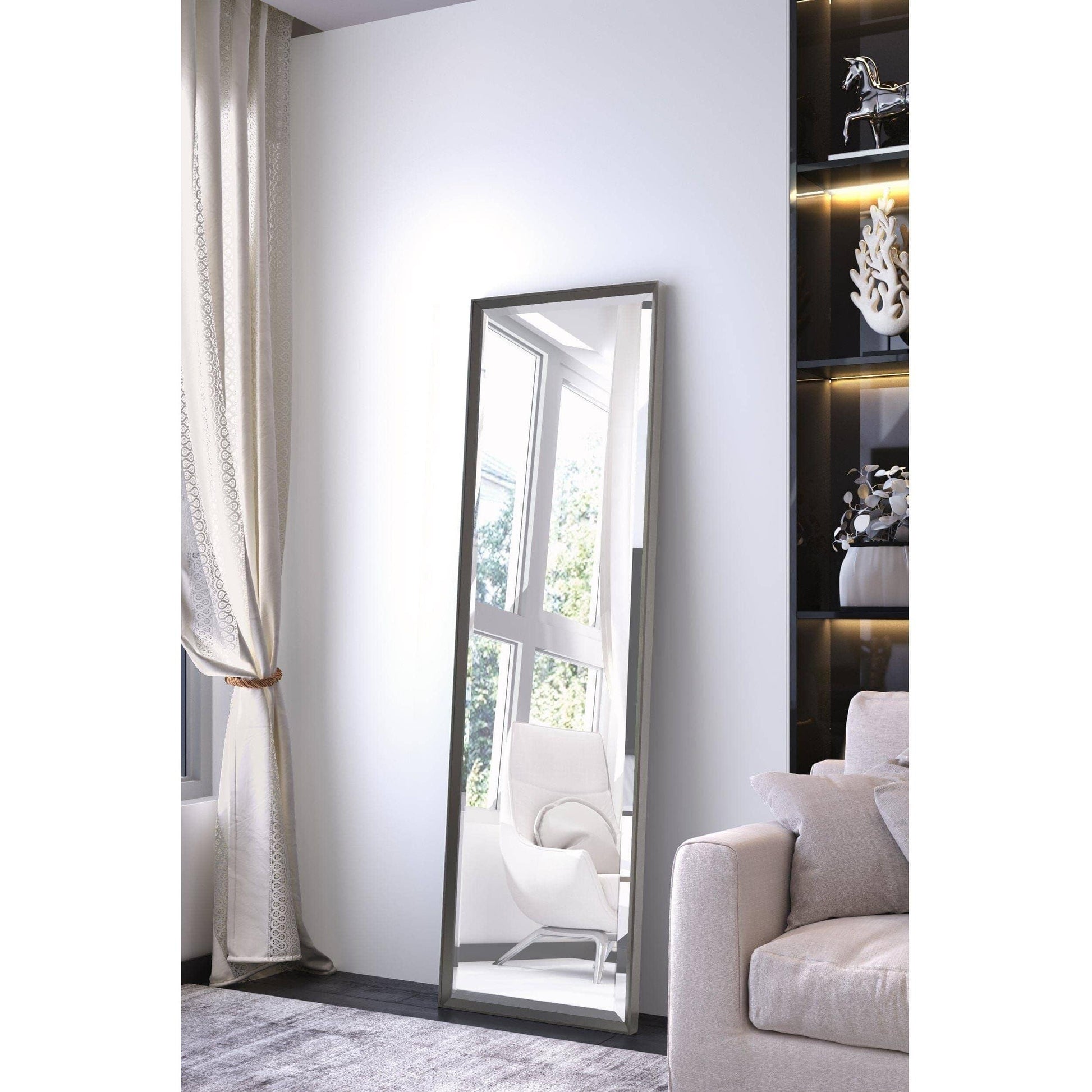 Bassett Mirror Skinny Black Lacquer Floor Mirror 22W x 74H Full-Length Mirror, Floor Mirror, Full Body Mirror, Large Mirror Bassett Mirror Company 