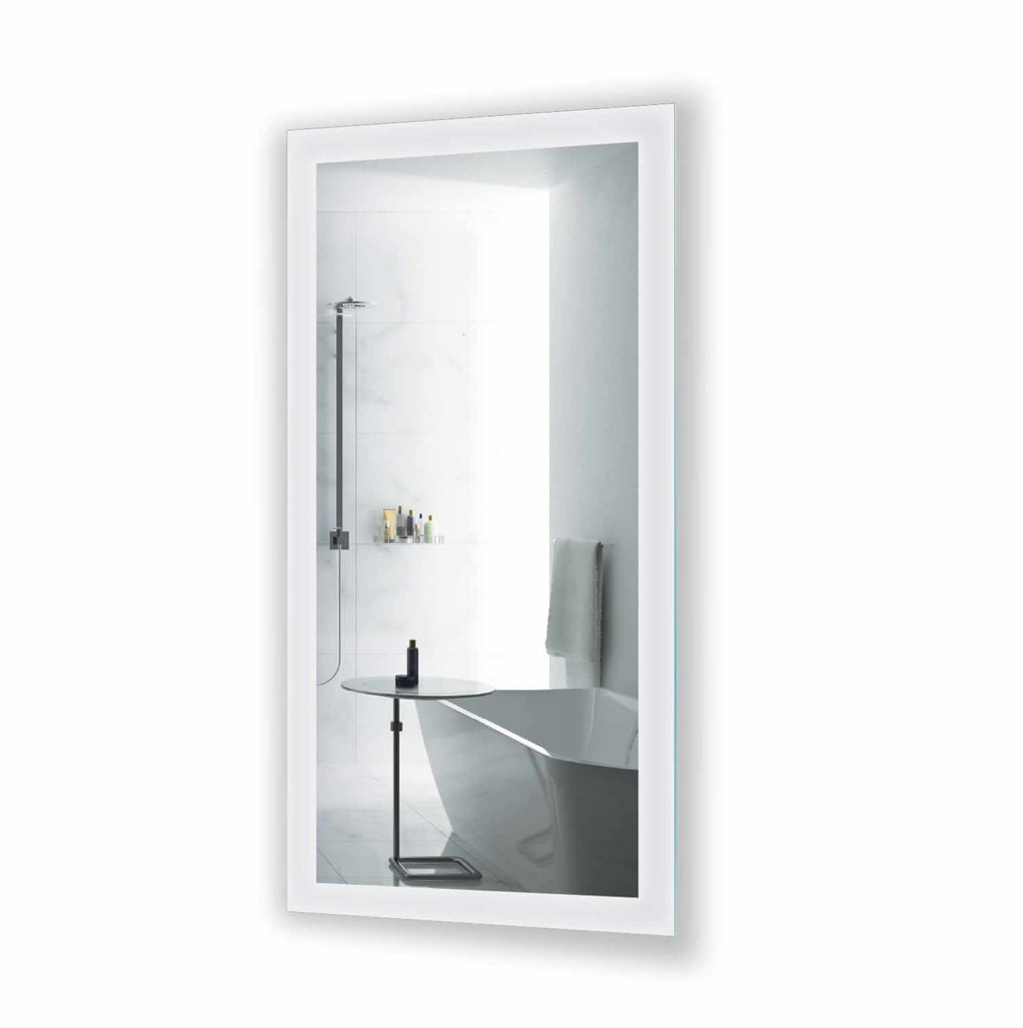 Krugg Bijou 15 X 30 LED mirror with illuminated border in a modern bathroom