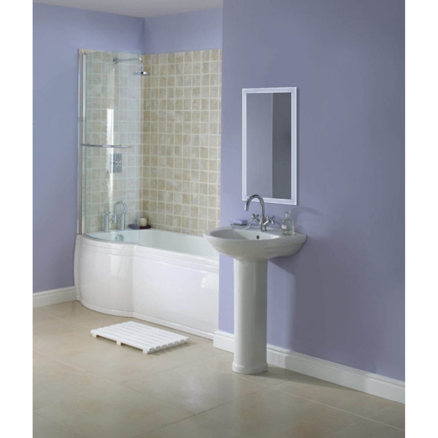 Contemporary bathroom design highlighting the Krugg Bijou 15 X 30 LED mirror