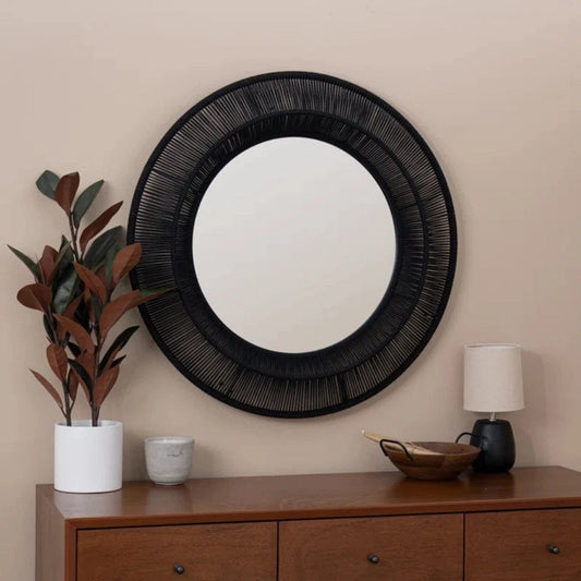 Wall Mirror - Distinct Mirrors Nocturnal Whispers woven 35" 