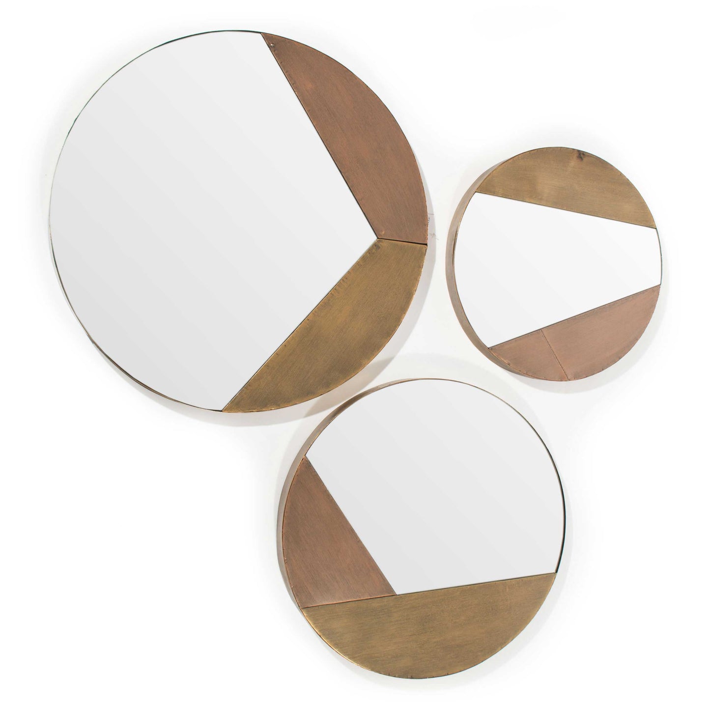 Maklin wall mirror set w/ gold frames in geometric designs