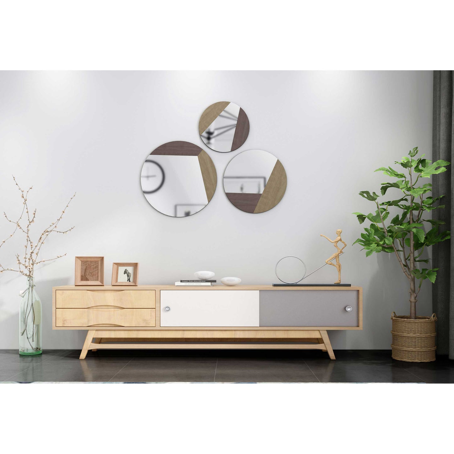 Modern space with Maklin accent mirror set above console