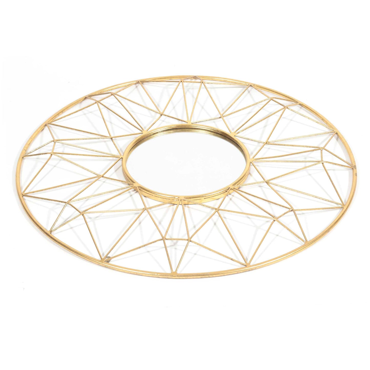 Gild Design Hana modern decorative mirror showcasing intricate circular metalwork.
