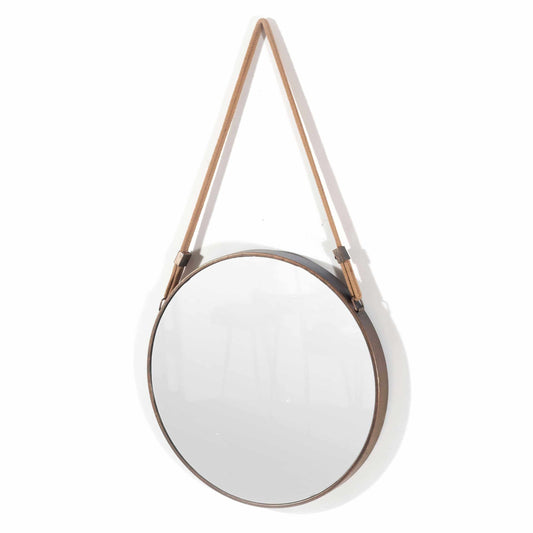 Alias wall mirror with industrial-style rope hanging mechanism
