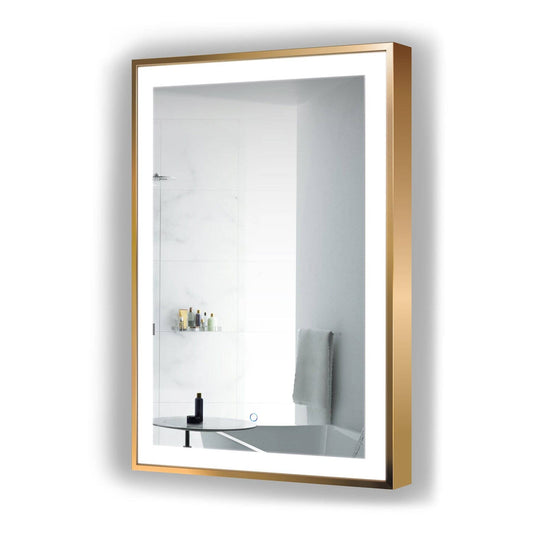 Krugg Soho 24" x 36" Matte Gold LED Bathroom Mirror