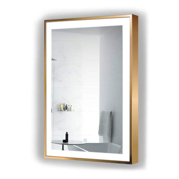 Krugg Soho 24 x 36 Matte Gold LED Bathroom Mirror