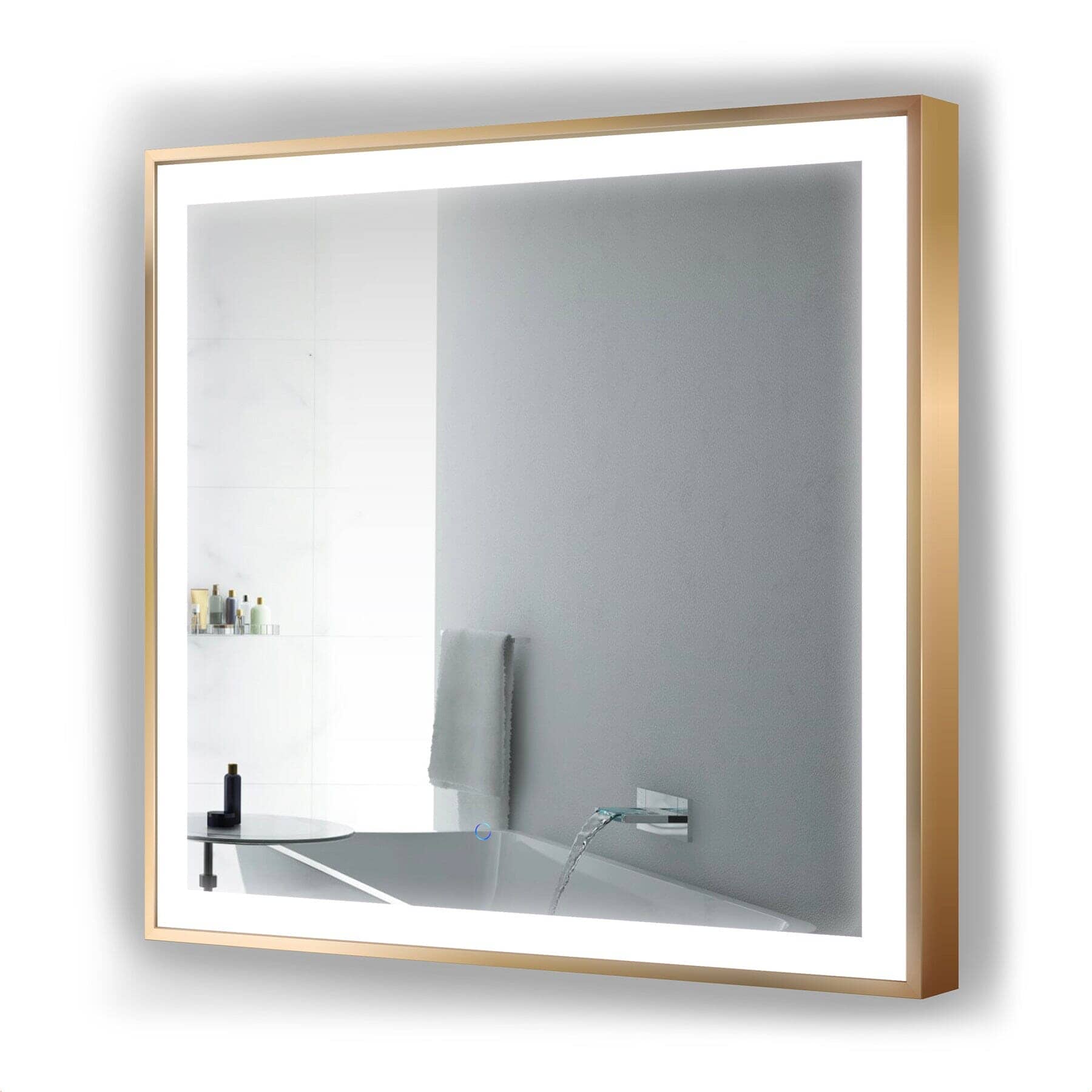 Krugg Soho 36 x 36 Matte Gold LED Bathroom Mirror