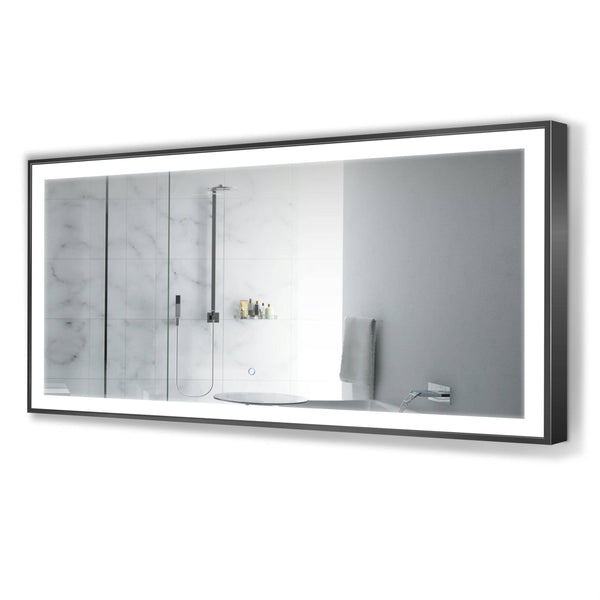 Krugg Soho 60 x 36 LED Bathroom Mirror - Matte Black/Gold Lighted Bathroom Mirror, LED Bathroom Mirror, LED Mirror, Lighted Mirror Krugg Reflections USA Matte Black 