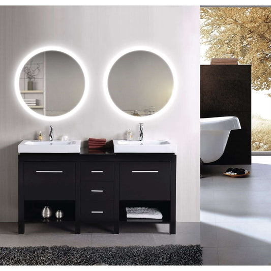 Krugg Sol 27" Round LED Bathroom Mirror w/ Dimmer & Defogger Lighted Bathroom Mirror, LED Bathroom Mirror, LED Mirror, Lighted Mirror Krugg Reflections USA 