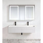 Krugg Svange 6036DLRR 60″ X 36″ LED Medicine Cabinet displayed above modern white bathroom vanity.