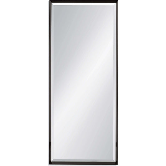 Bassett Mirror Driessen Black Lacquer Floor Mirror Front View w/ White Background 