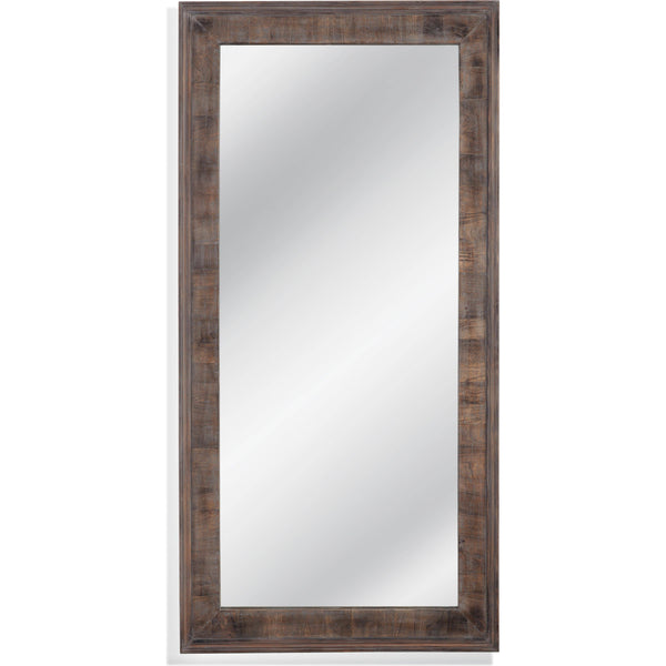 Bassett Mirror Zip Weathered Gray Floor Mirror 40W x 80H With A White Background