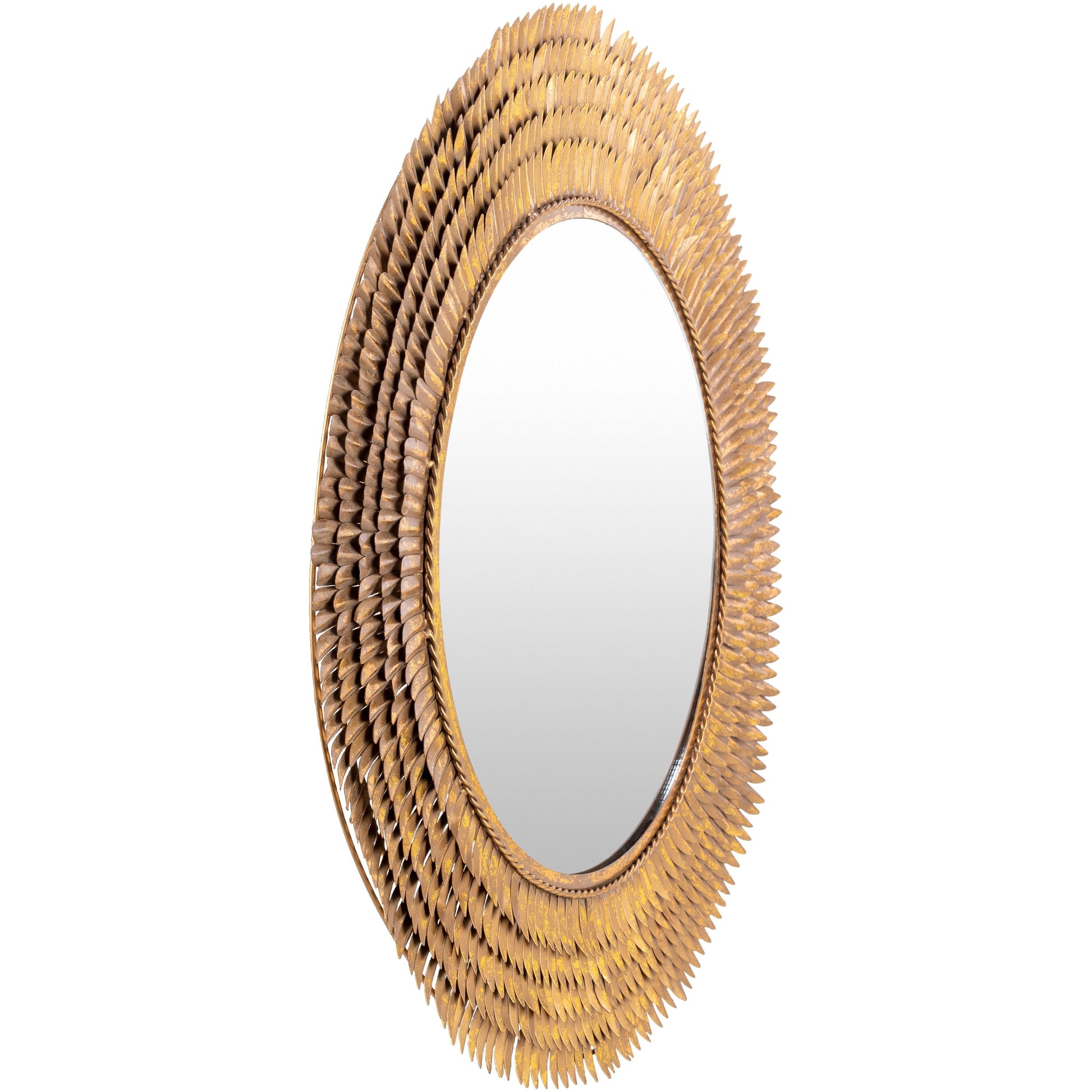 Decorative Wall Mirror - SURYA Anubis Old Gold 32" Round 