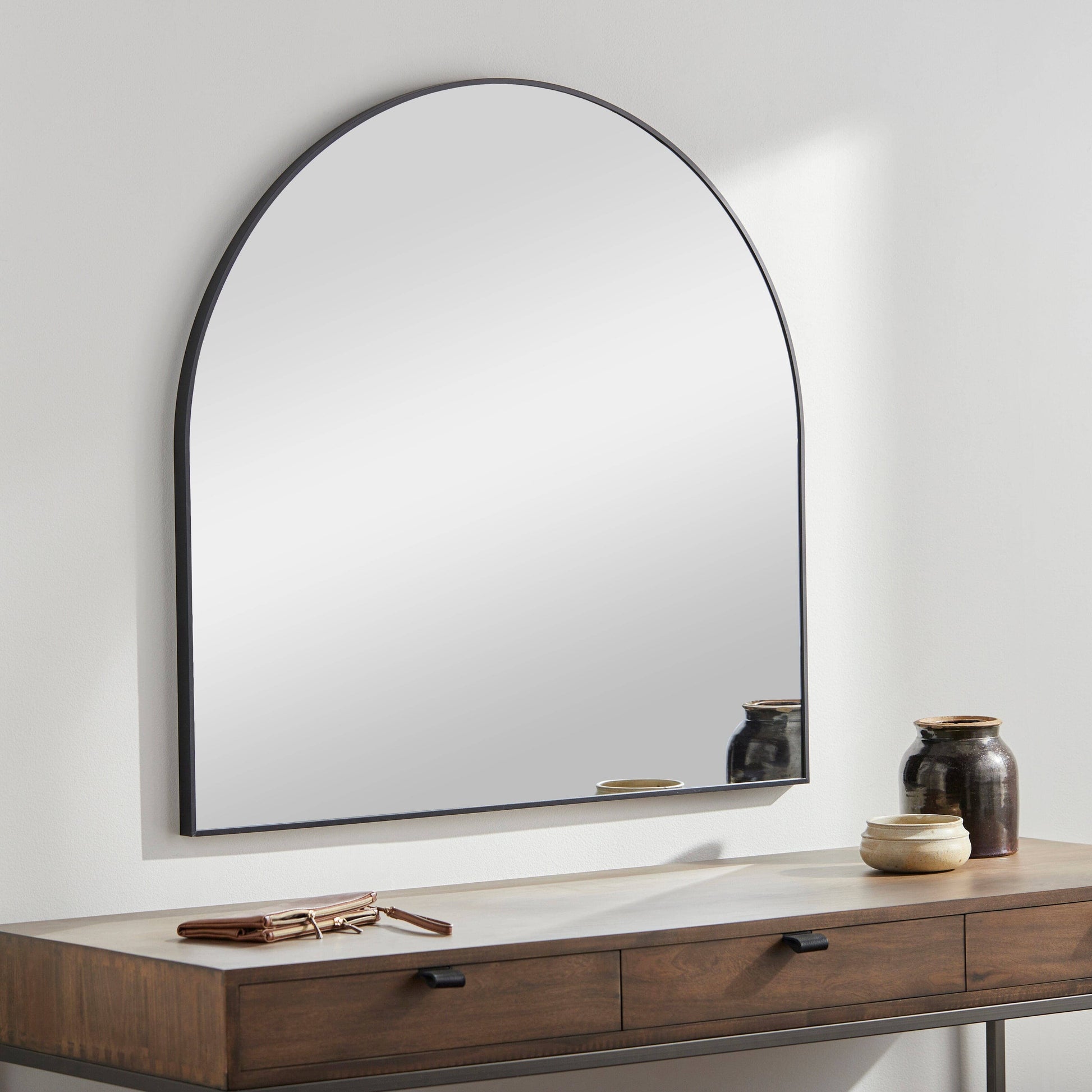 Arched Mirror - SURYA ARANYA BLACK ALUMINUM FRAME