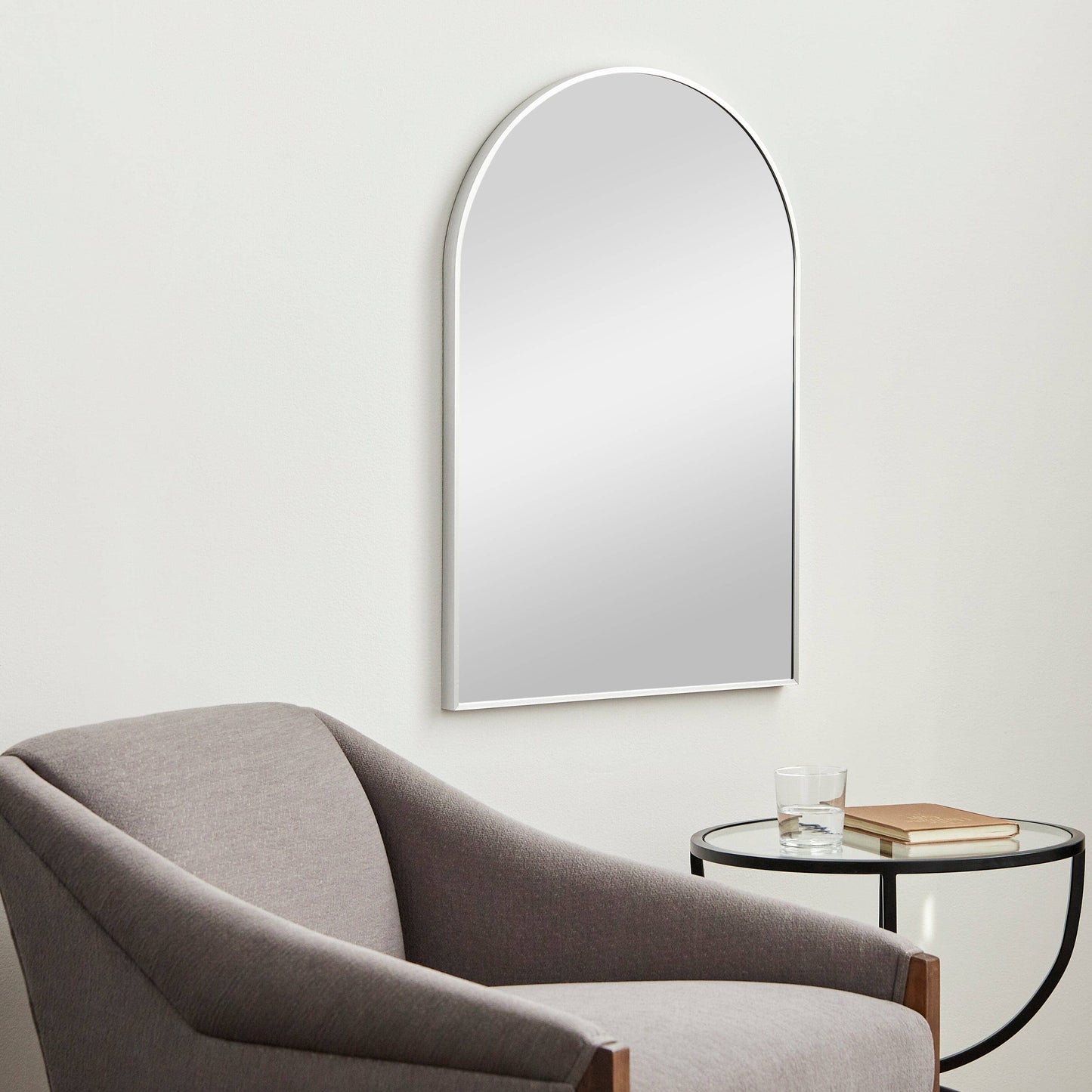 Arched Mirror - SURYA Aranya Metallic-Silver Aluminum Frame 
