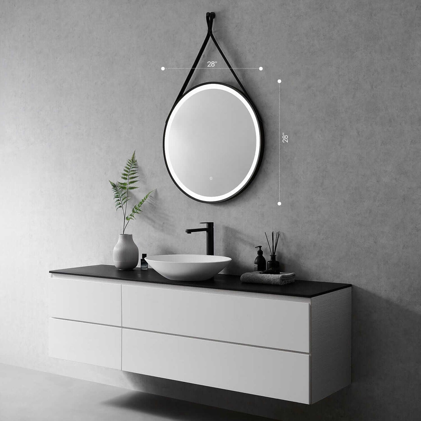 Lighted Bathroom Mirror - Altair Roccia 28"- 749028-LED-BT