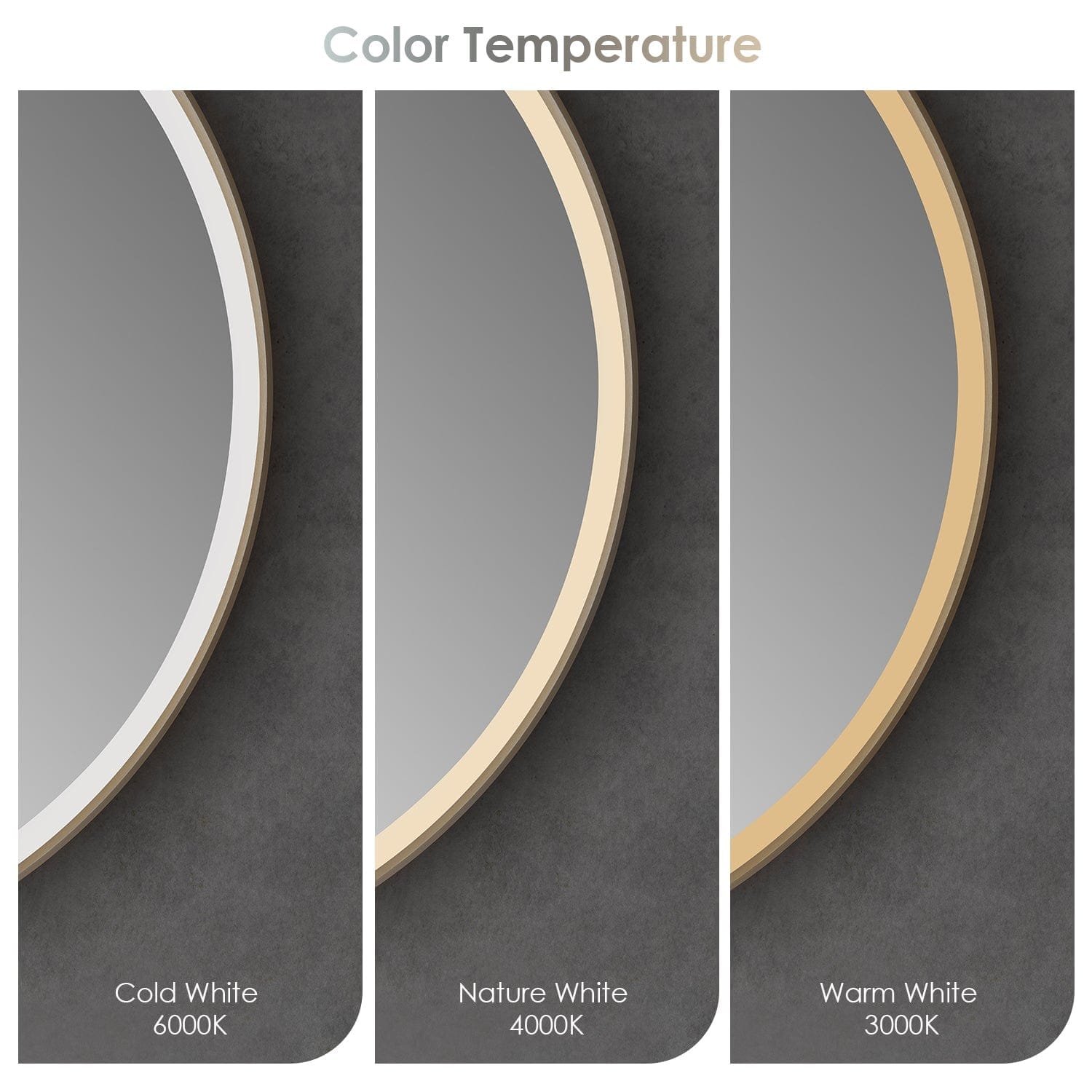 Lighted Bathroom Mirror - Altair Color Temperature Pic