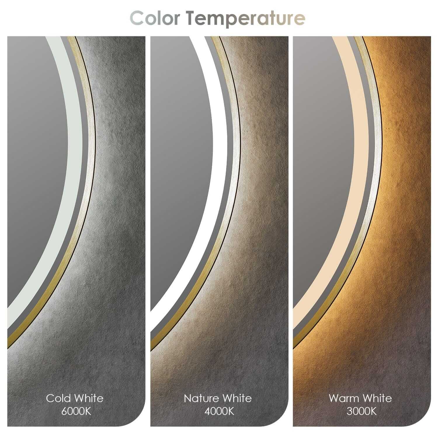 Lighted Bathroom Mirror - Altair Color Temperature Pic