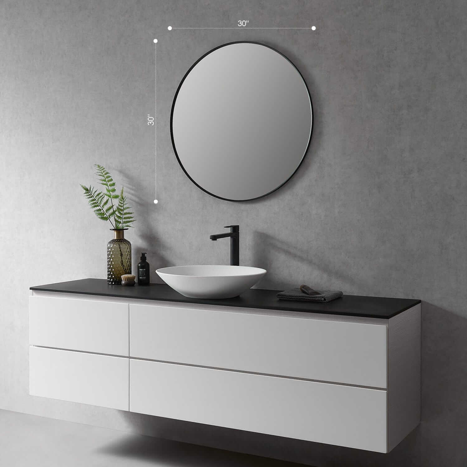 Bathroom Mirror - Altair Liceo 30" Round - 752030-MIR-BF