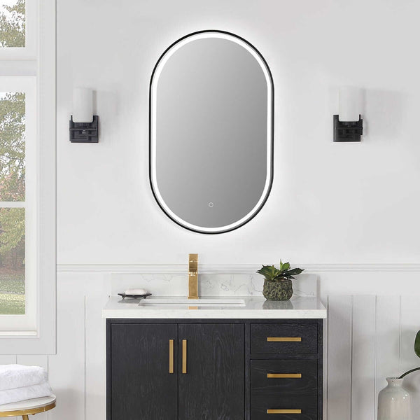 Altair Oleggio Oval 36 Bathroom Vanity LED Lighted Wall Mirror - Black Frame
