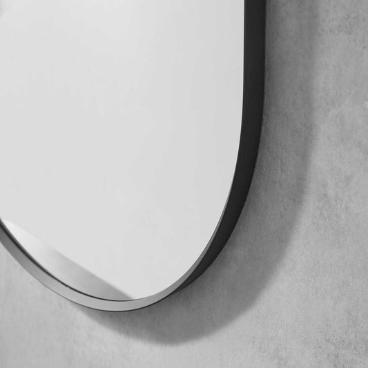 Altair Ispra Oval Aluminum Framed Wall Mirror with sleek design on a textured wall surface.