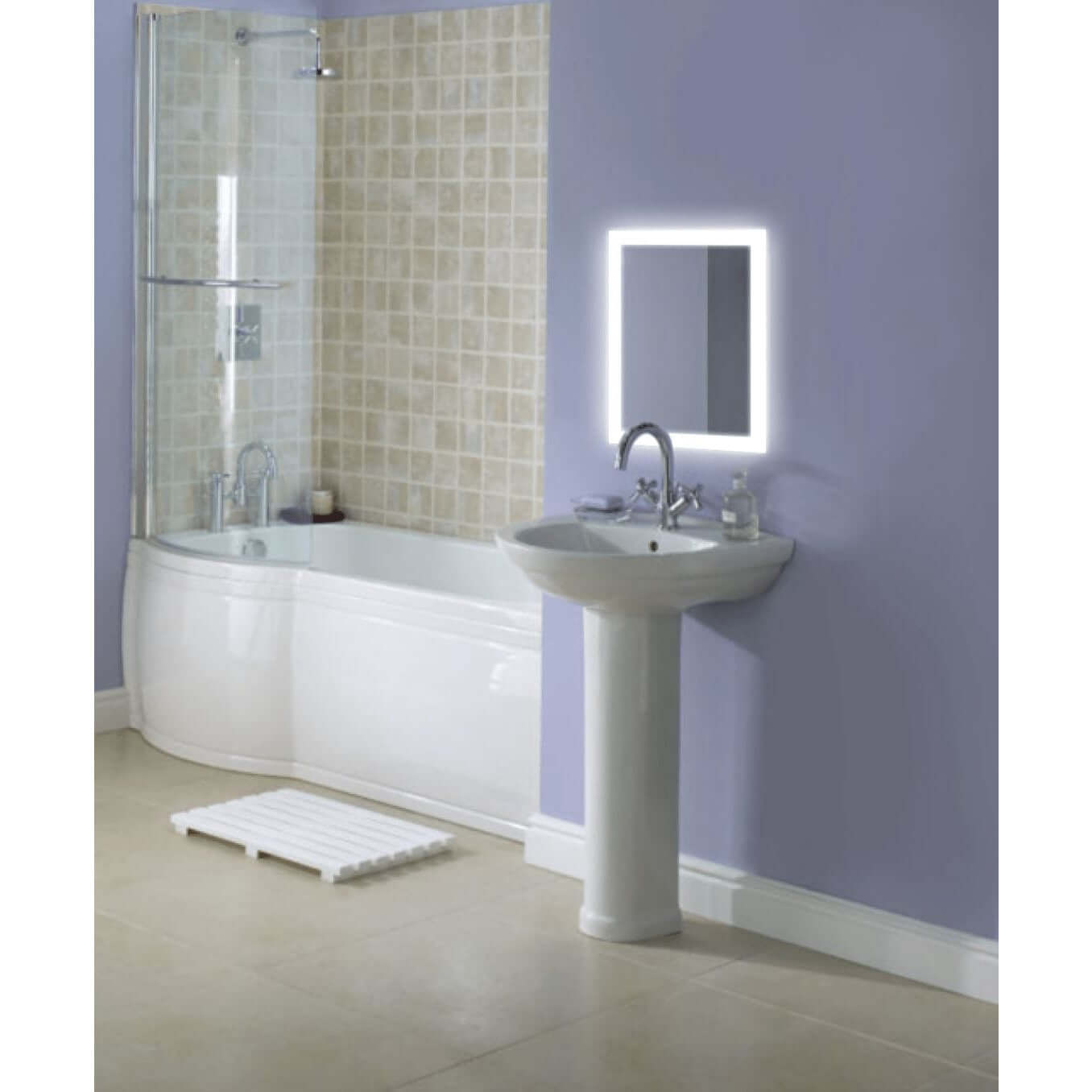 Krugg Bijou 15 X 20 LED mirror featured in a modern bathroom with white fixtures