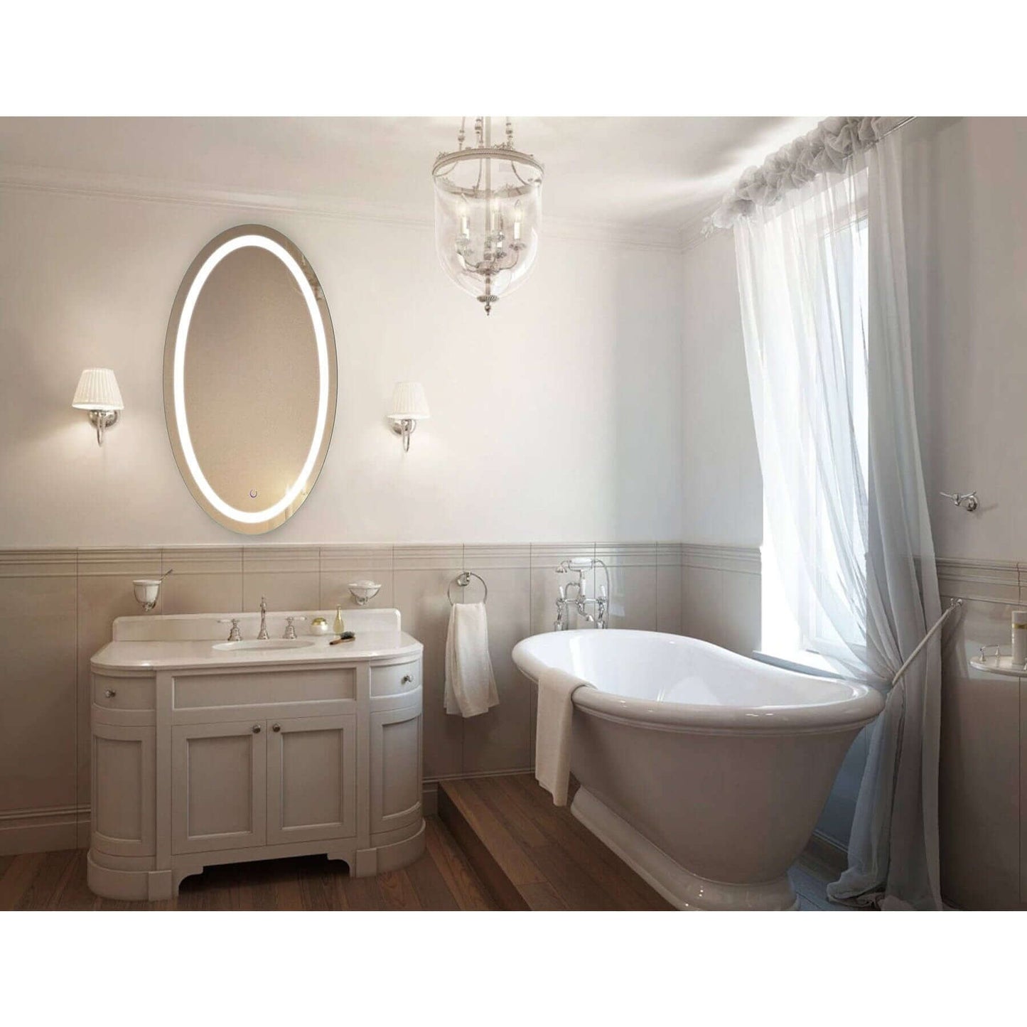 Lighted Bathroom Mirror - Krugg Icon LED Oval - ICON2442O