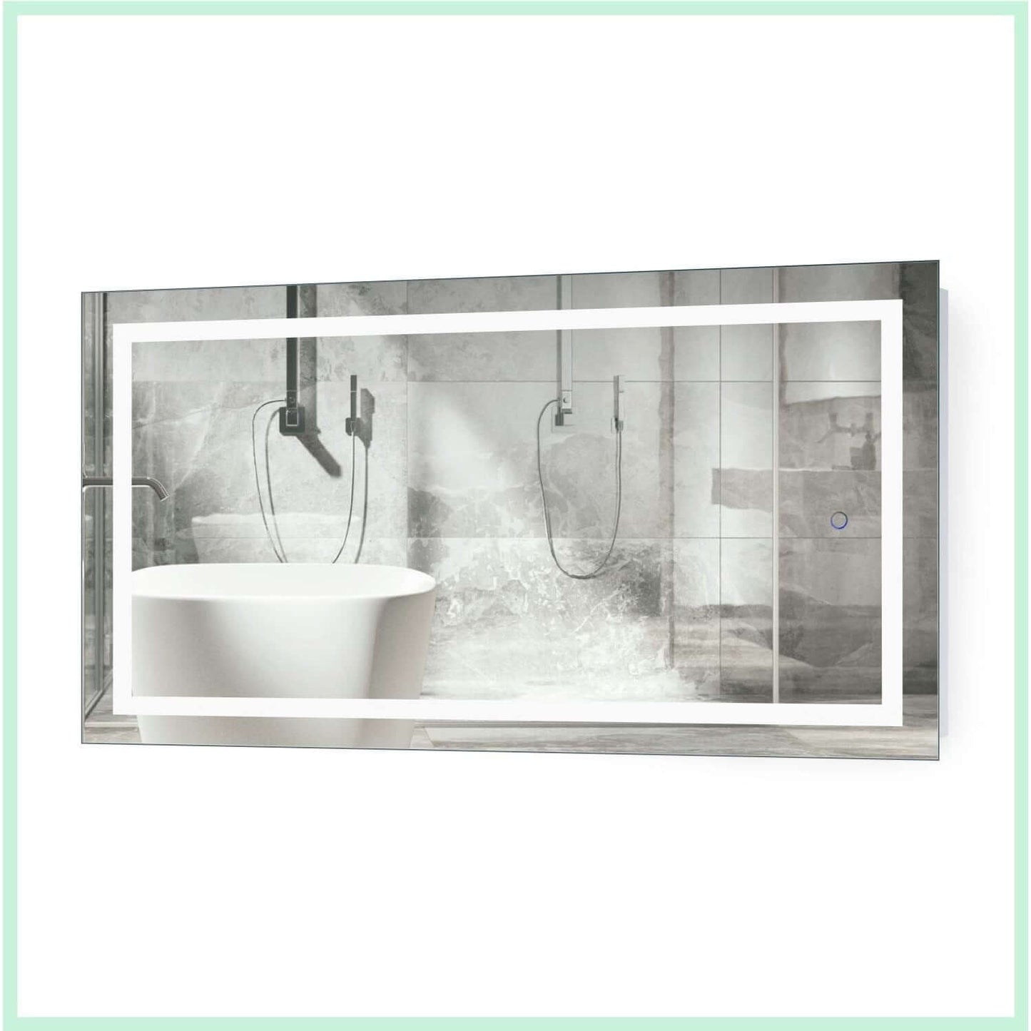 Krugg Icon 2442 LED mirror horizontally placed with a white background