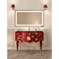 Krugg Icon 2442 LED bathroom mirror with lighted frame above a vintage vanity