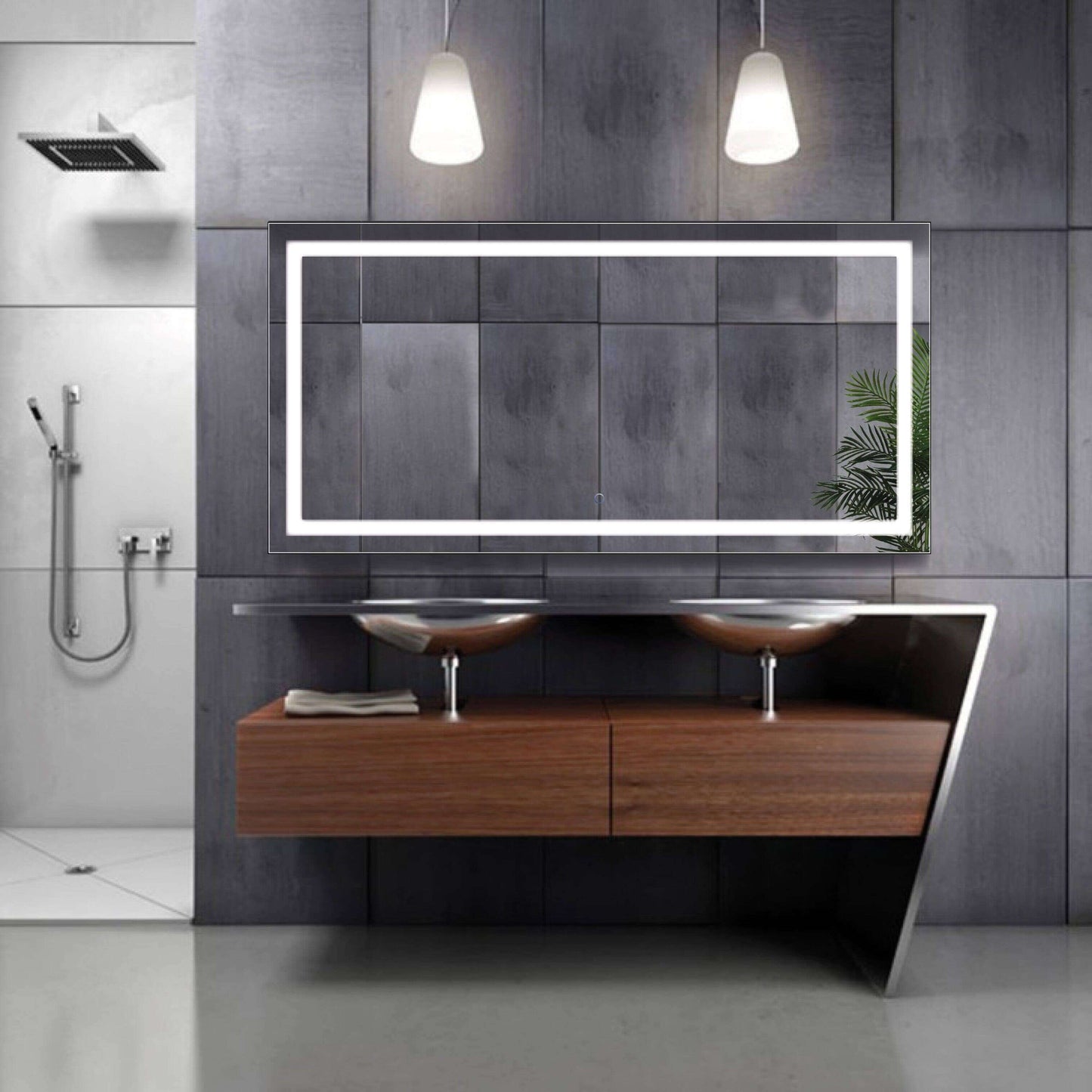 Krugg Icon 60 x 30 LED Bathroom Mirror - Dimmer & Defogger