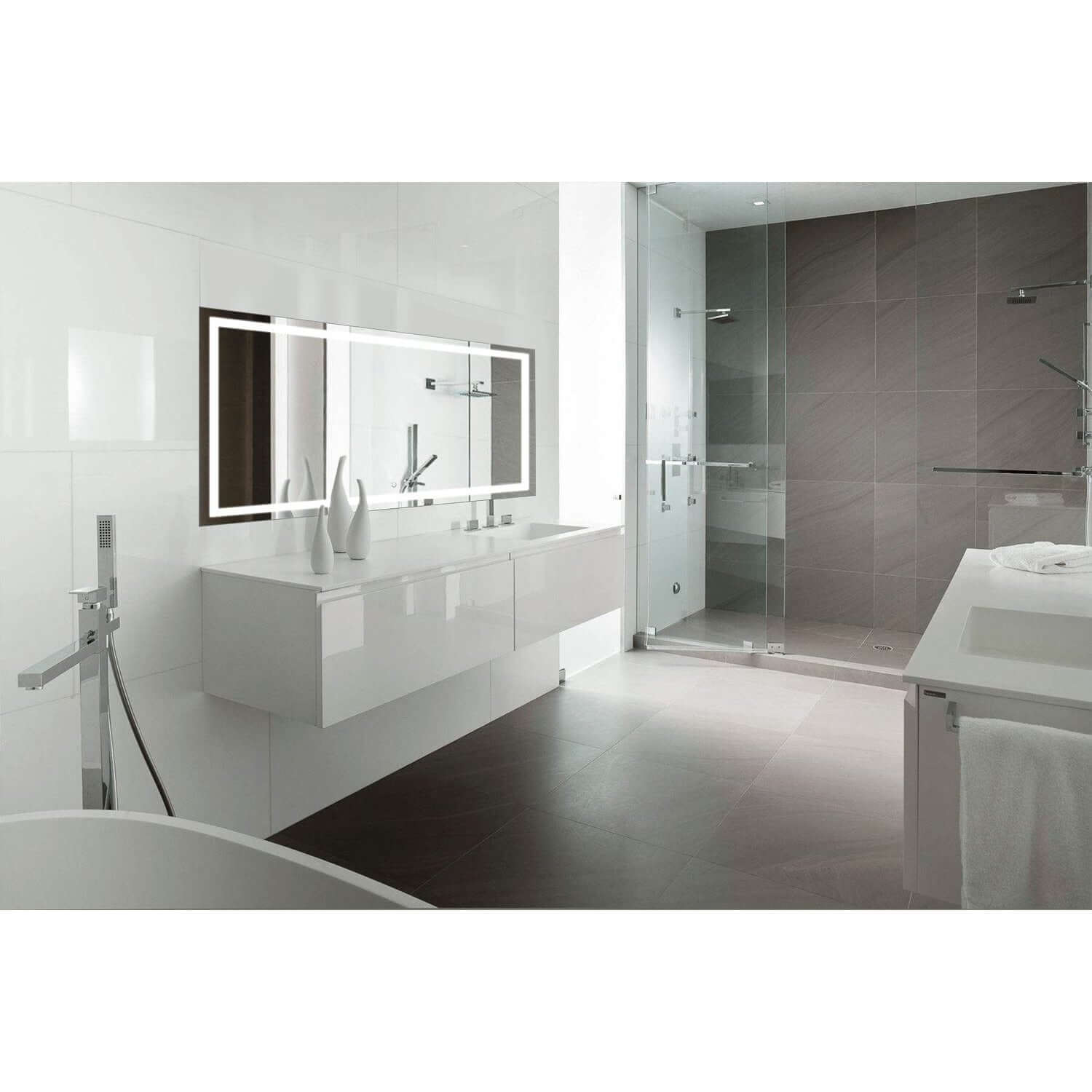 Krugg Icon 72 x 30 LED Bathroom Mirror - Dimmer & Defogger