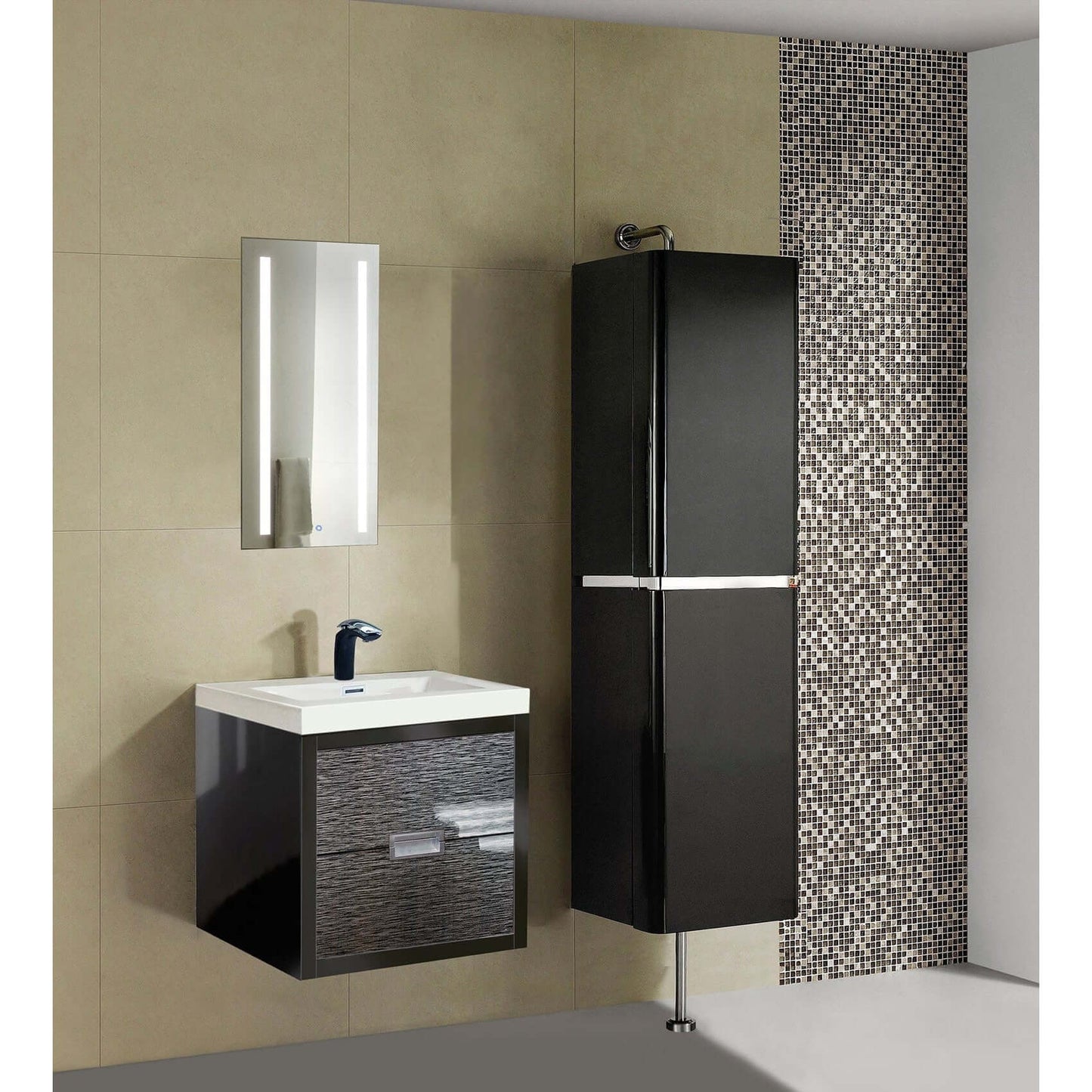 Contemporary bathroom featuring a recessed Kinetic LED medicine cabinet