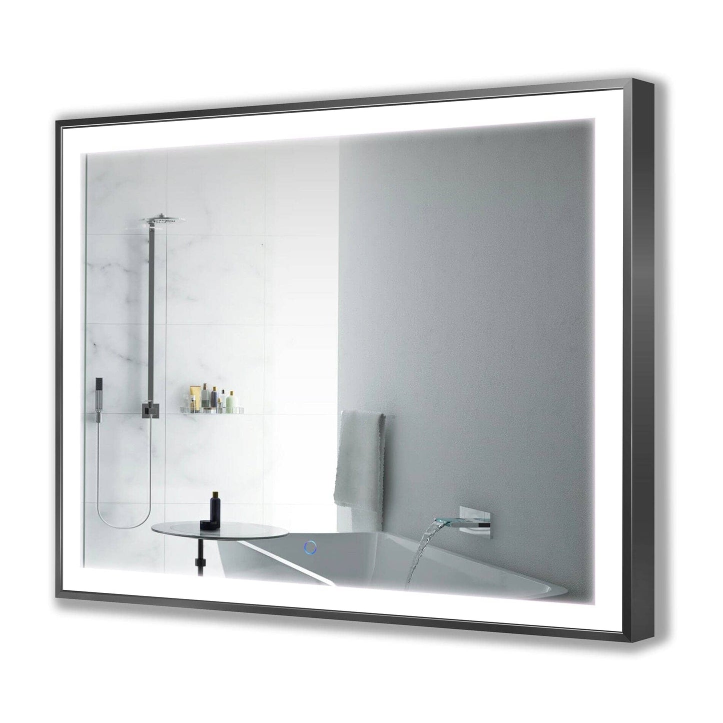 Lighted Bathroom Mirror - Krugg Soho Matte Black - SOHO4836B