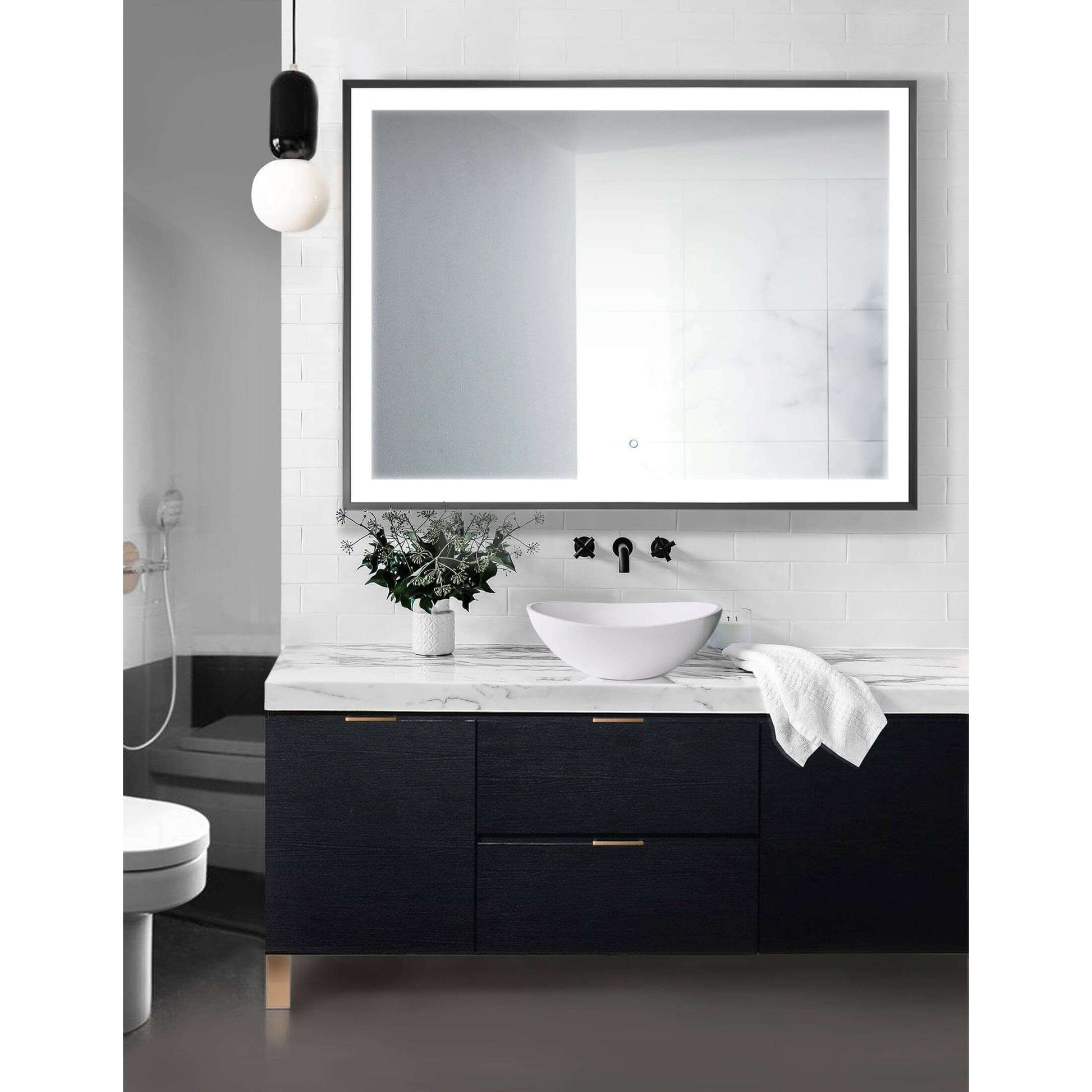 Lighted Bathroom Mirror - Krugg Soho Matte Black - SOHO4836B