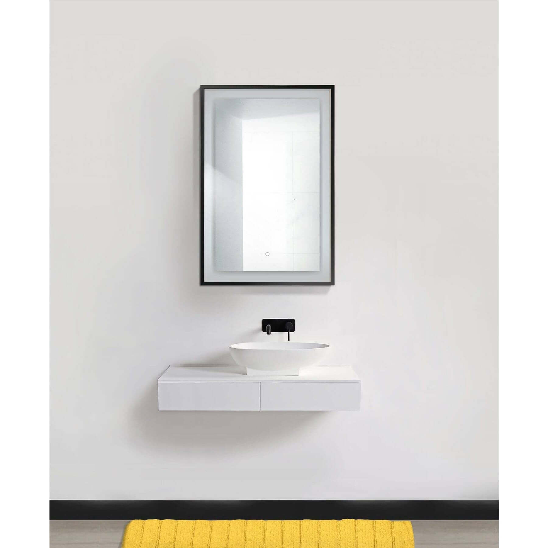 Lighted Bathroom Mirror - Krugg Soho Matte Black - SOHO2436B