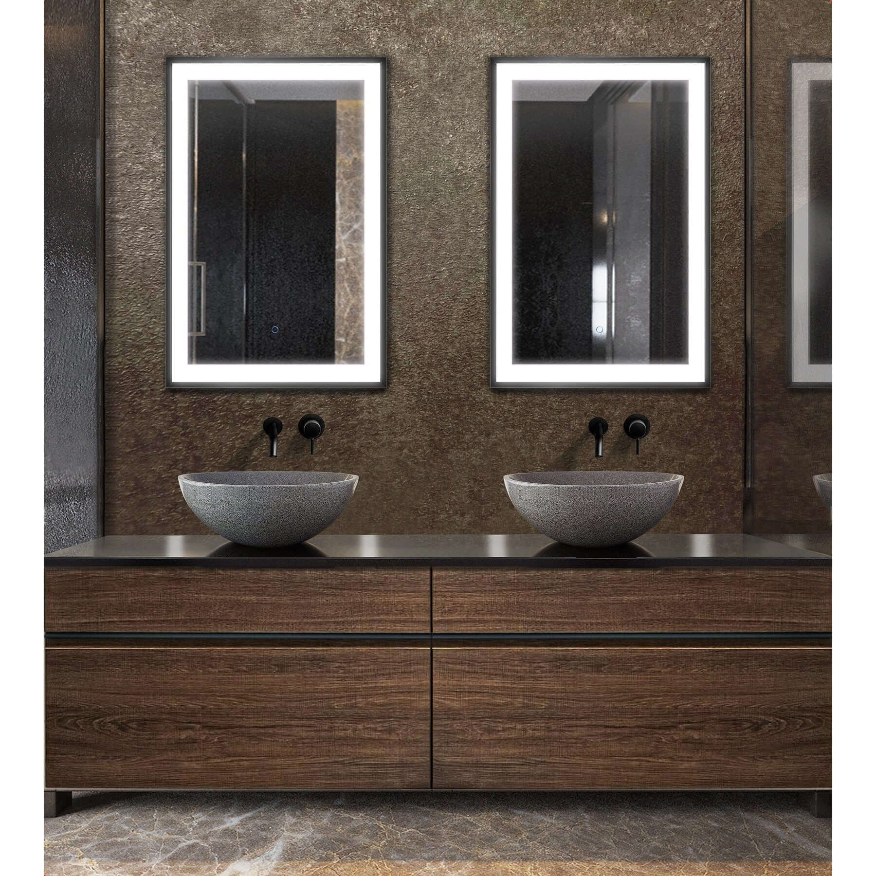 Lighted Bathroom Mirror - Krugg Soho Matte Black - SOHO2436B