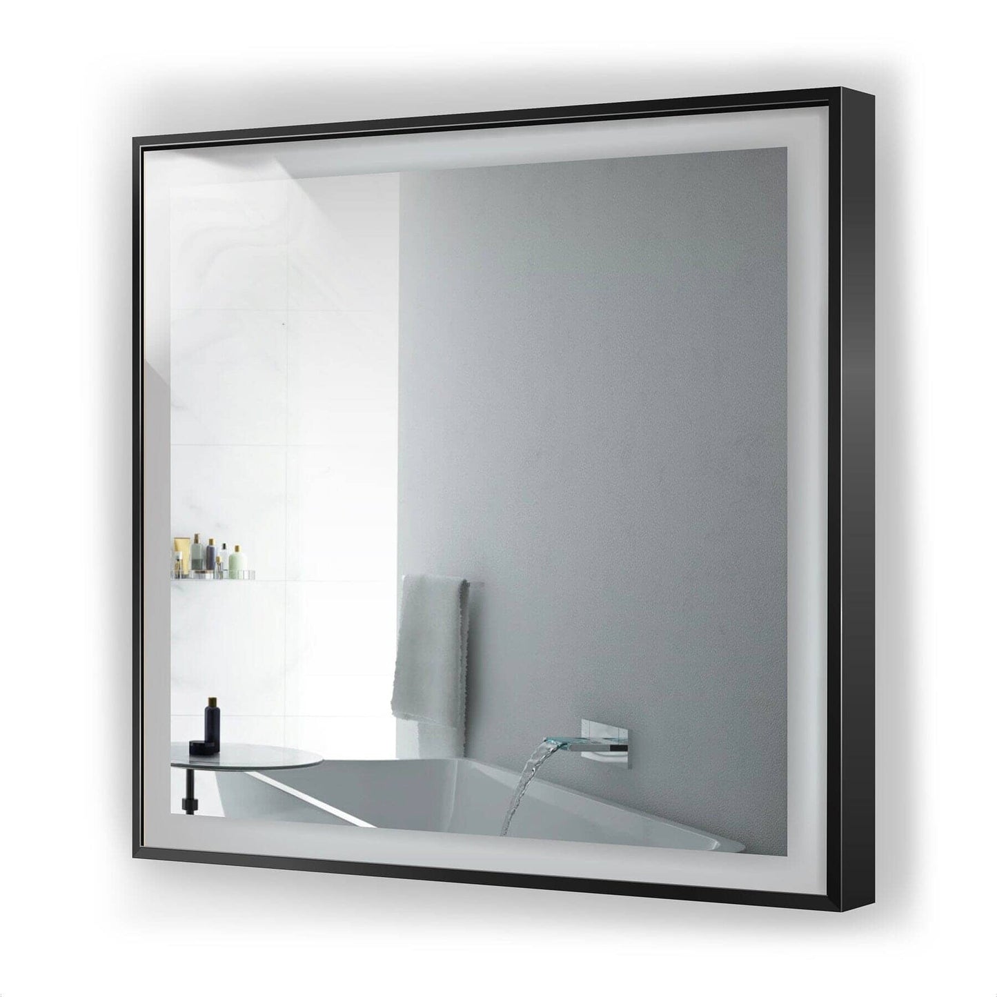 Lighted Bathroom Mirror - Krugg Soho Matte Black - SOHO3636B