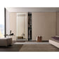 Modern bedroom featuring the Krugg EXL 96 x 36 LED Bathroom Mirror with perfect LED task lighting and built-in defogger.