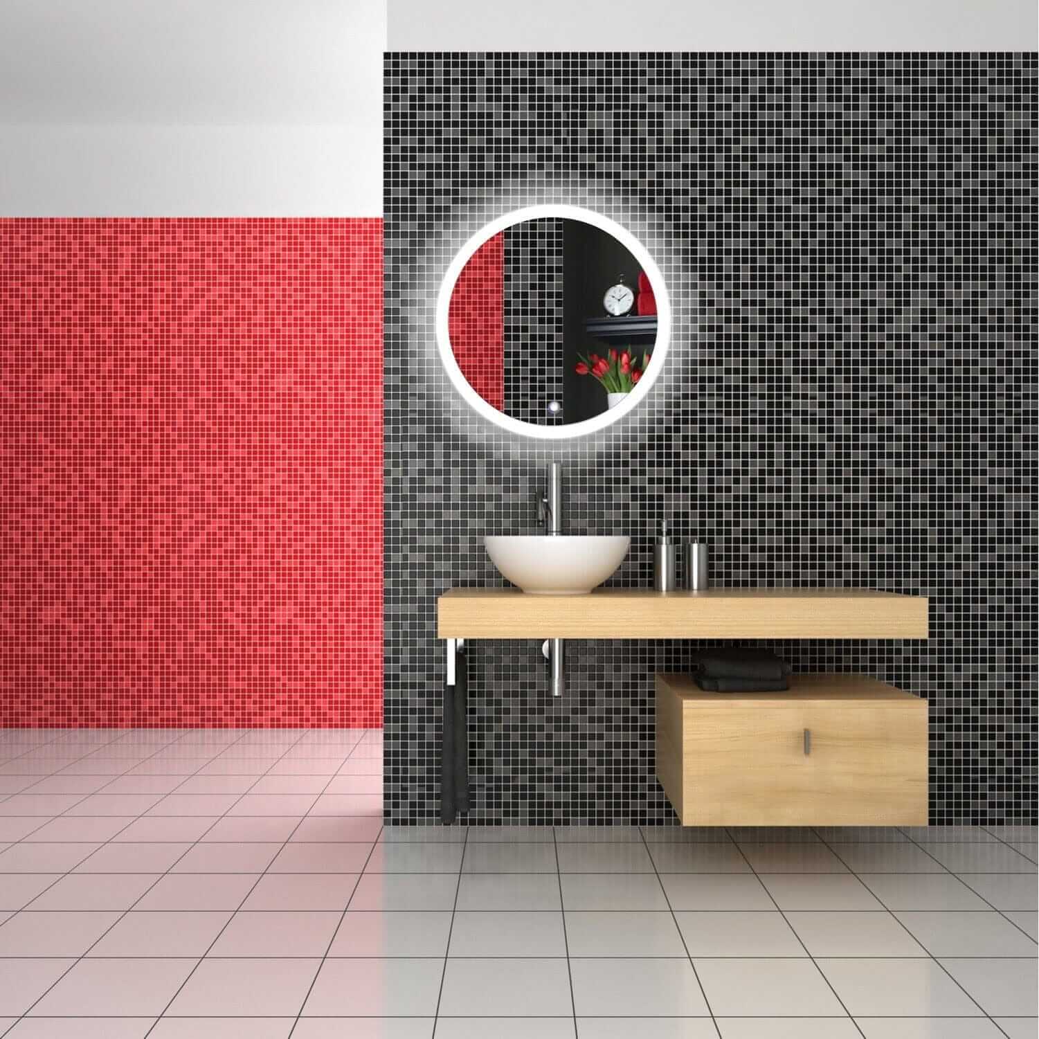 Lighted Bathroom Mirror - Krugg Sol 27" Round - SOL2727R 