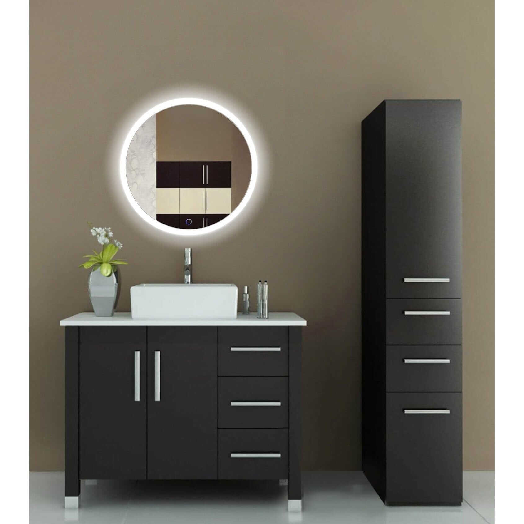 Lighted Bathroom Mirror - Krugg Sol 27" Round - SOL2727R 