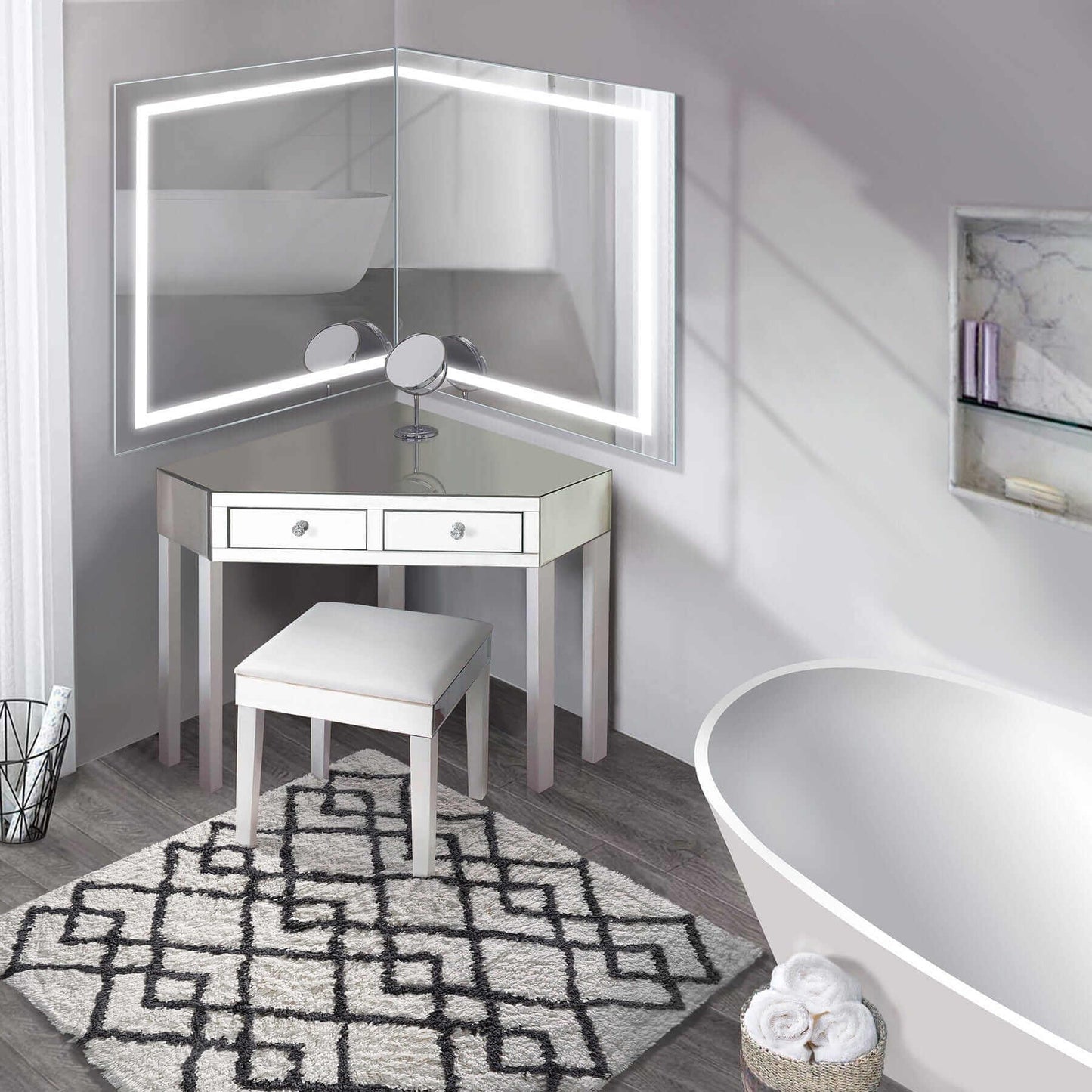 LED Bathroom Mirror - Krugg Modular - MODSMCORNER 36D