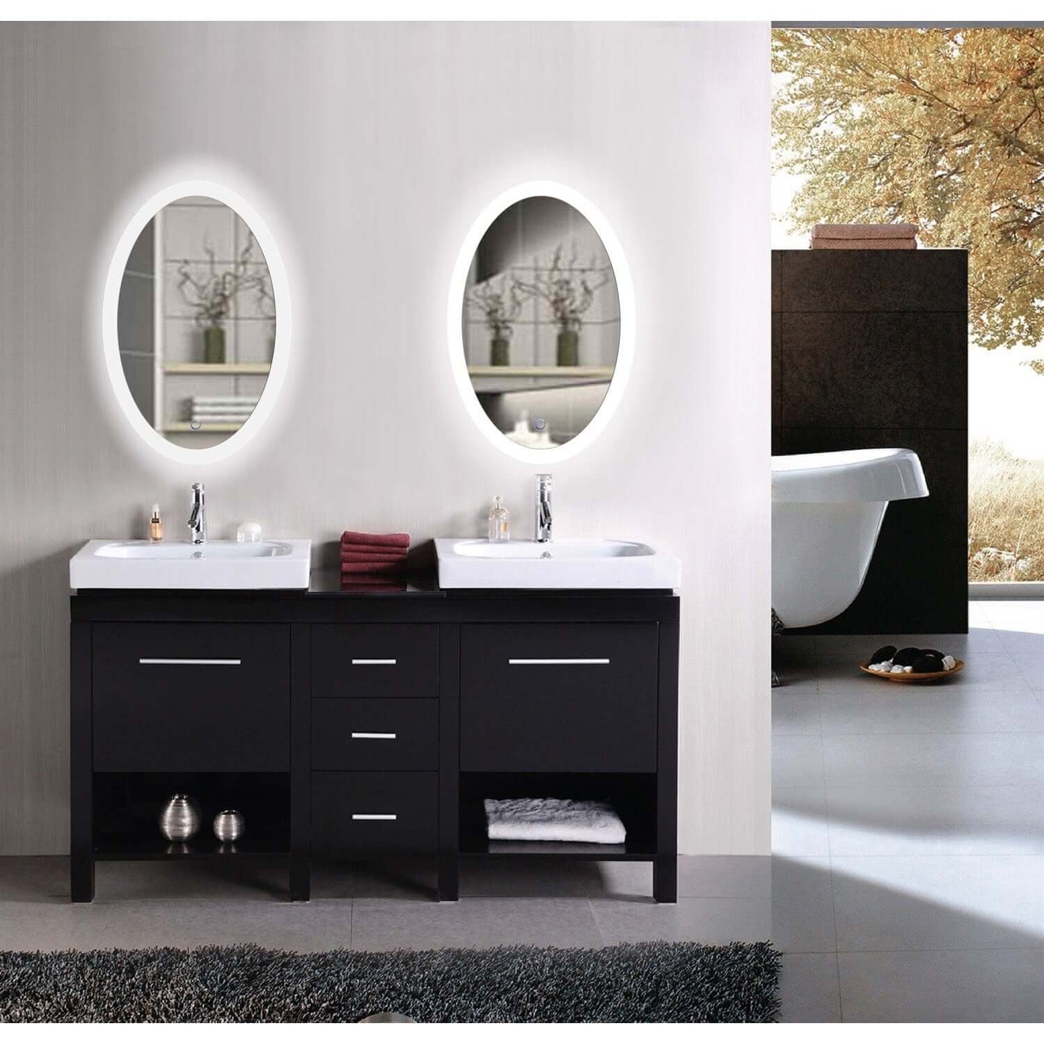 Lighted Bathroom Mirror - Krugg Sol Oval 20W-30H - SOL2030O