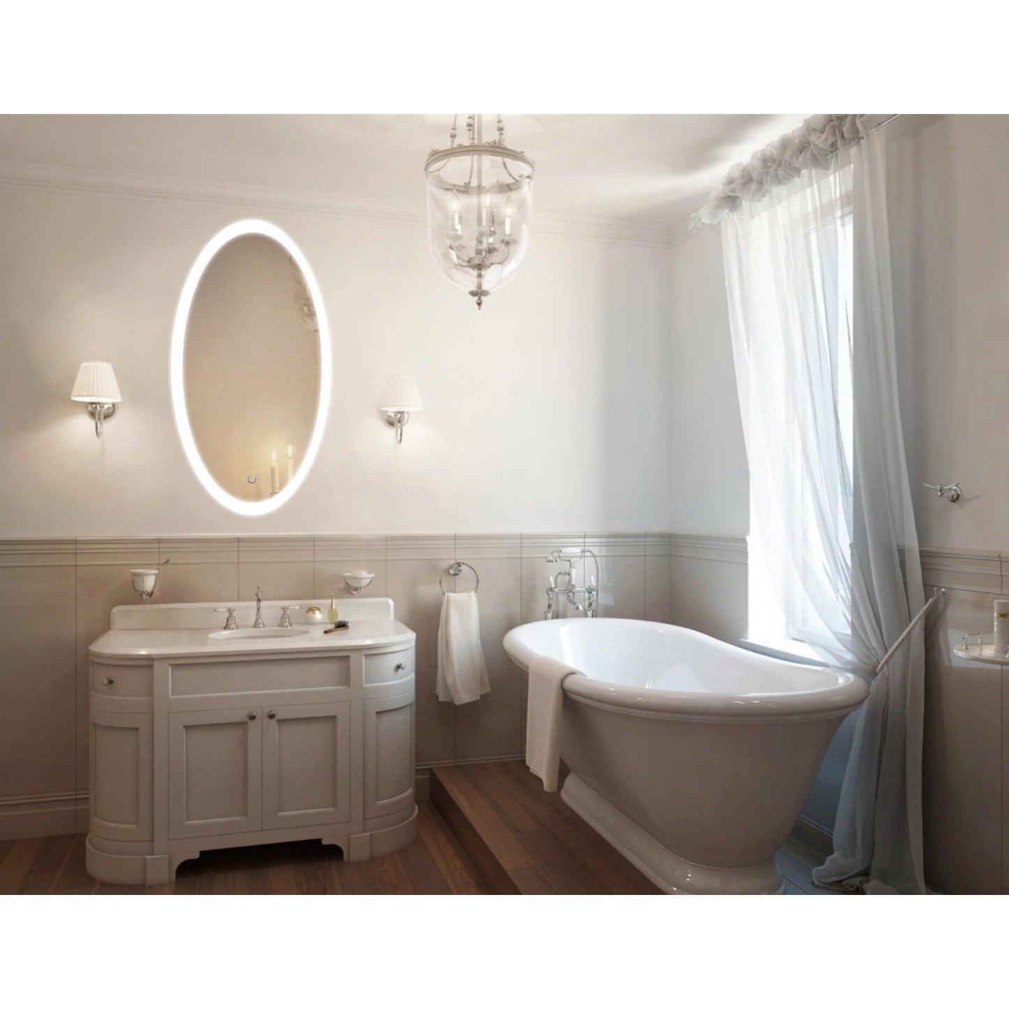 Lighted Bathroom Mirror - Krugg Sol Oval 24W-44H - SOL2444O