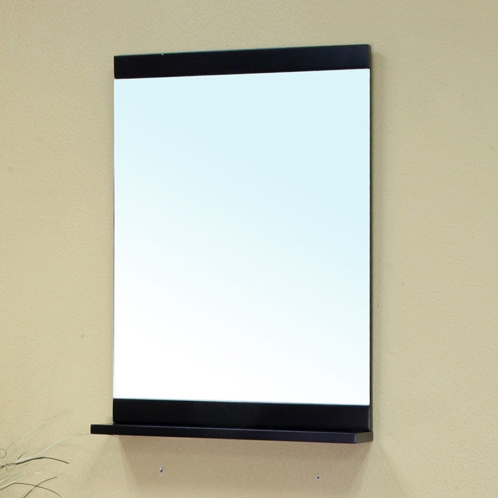 Bellaterra Solid Wood Frame Mirror In Black w/ Shelf - 29.5W x 33.4H-Distinct Mirrors